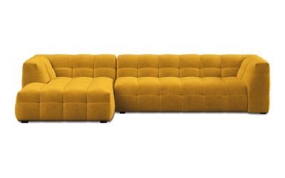 Colțar cu tapițerie din catifea și șezlong pe partea stângă Windsor & Co Sofas Vesta, galben