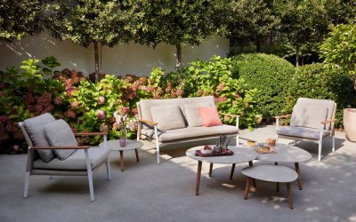Set mobilier de grădină crem pentru patru persoane Ray – Diphano